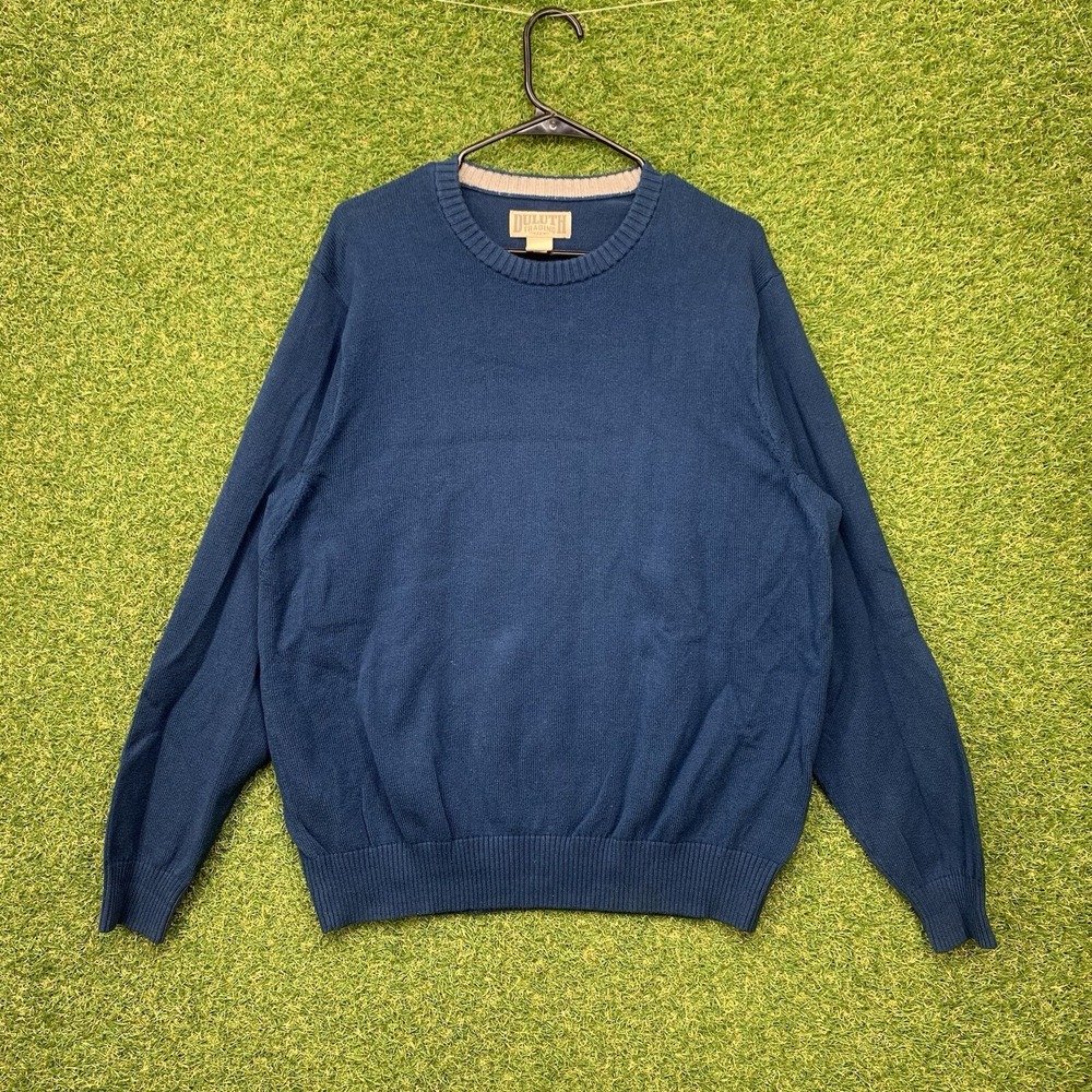 Duluth Trading Sweater Mens Large Blue Strongarm Crew Pullover Knit Preppy